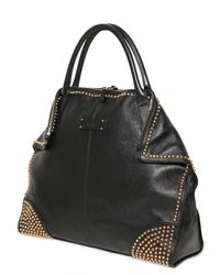 Alexander McQueen Black Large Demanta Studs Leather Top Handle