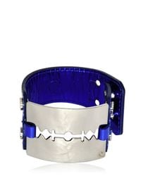 McQ | Blue Patent Leather Razor Blade Bracelet | Lyst