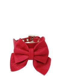 RED Valentino | Red Nappa Leather Bow Bracelet | Lyst