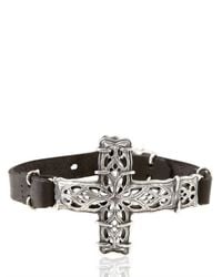 Emanuele Bicocchi | Metallic Silver Cross Leather Bracelet for Men | Lyst