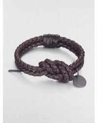 Bottega Veneta | Brown Intrecciato Leather Knot Bracelet | Lyst