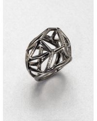 Ippolita | Metallic Diamond Blackened Sterling Silver Cage Pendant Ring | Lyst