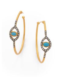 Kevia | Metallic Turquoise Hoop Earrings | Lyst