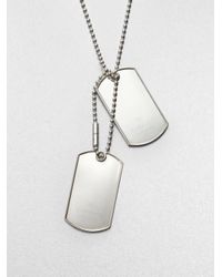 Gucci | Metallic Double Tag Sterling Silver Necklace | Lyst