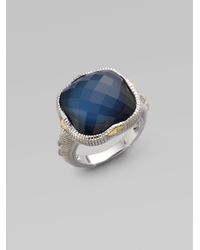 Judith Ripka | Blue Quartz Hematite Doublet Cushion Stone Ring | Lyst