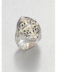 Konstantino | Metallic Pearl 18k Gold Sterling Silver Cross Ring | Lyst