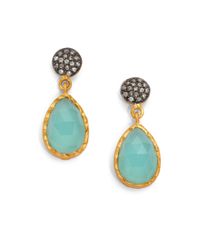 Kevia | Metallic Aqua Chalcedony Teardrop Earrings | Lyst