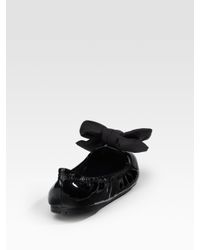 Prada | Black Patent Leather Ballet Flats | Lyst