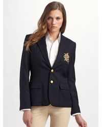 Ralph Lauren Blue Label | Black Custom Wool Crested Blazer | Lyst