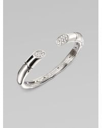 John Hardy | Metallic White Sapphire Accented Sterling Silver Bamboo Bracelet | Lyst