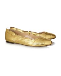 Charlotte Olympia Metallic Leather Ballet Flats