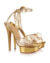 Charlotte Olympia Metallic She Sells Sea Shells Embellished Leather Pumps