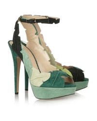 Charlotte Olympia Green Suede Sandals