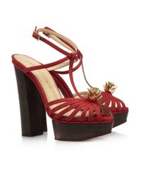 Charlotte Olympia Red Rio Woven Canvas Sandals
