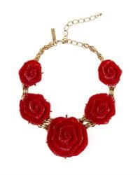Oscar de la Renta | Red Resin Flower Necklace | Lyst
