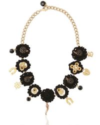 Dolce & Gabbana | Black Macramé Cotton Lucky Charm Necklace | Lyst