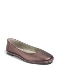 Eileen Fisher | Brown Metallic Leather Ballet Flats | Lyst