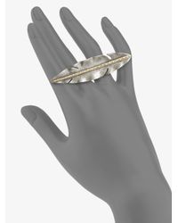 Elizabeth and James | Metallic Feather Double Finger Ring | Lyst
