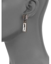 Judith Leiber | Metallic Swarovski Crystal Baguette Drop Earrings | Lyst
