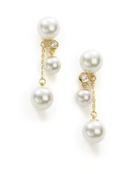 Majorica | Metallic 10mm White Pearl Drop Earrings | Lyst