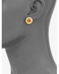 Tory Burch | Metallic Enamel Logo Stud Earrings | Lyst