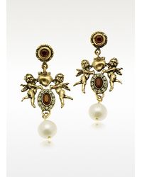 Alcozer & J | Metallic Brass Cherub Drop Earrings | Lyst