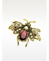 Alcozer & J - Multicolor Gemstone Brass Bee Brooch - Lyst
