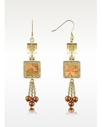 Alviero Martini 1A Classe | Metallic 1a Prima Classe Geo Square Pearl Drop Earrings | Lyst