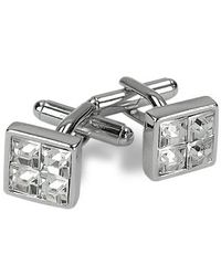 AZ Collection - Metallic Silver Plated Jeweled Cufflinks for Men - Lyst