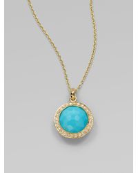 Ippolita | Blue Lollipop Turquoise, Diamond 18k Yellow Gold Mini Pendant Necklace | Lyst
