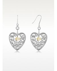 Just Cavalli - Metallic Deco Heart Drop Earrings - Lyst