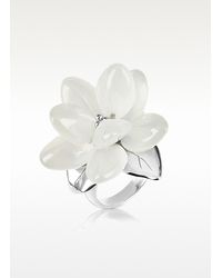 KENZO | White Magnolia Milky Quartz Flower Sterling Silver Ring | Lyst