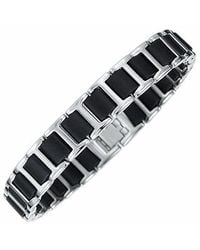 Manuel Zed | Metallic Men's Polished Stainless Steel & Rubber Link Bracelet for Men | Lyst