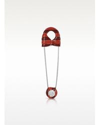 Sonia Rykiel | Red Striped Safety Pin Brooch | Lyst
