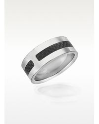 Zoppini - Metallic Zo Dark Carbon Fiber Stainless Steel Band Ring for Men - Lyst