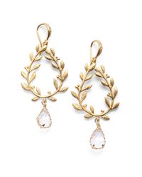 Indulgems | Metallic Rock Crystal Laurel Wreath Drop Earrings | Lyst