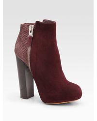 B Brian Atwood | Multicolor Paramour Suede and Snake-print Leather Ankle Boots | Lyst