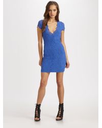 Nightcap | Blue Victorian Semi-sheer Lace V-neck Dress | Lyst