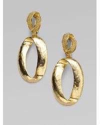 Oscar de la Renta | Metallic Oval Drop Earrings | Lyst