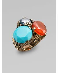 Stephen Dweck | Blue Topaz, Turquoise and Orange Chalcedony Ring | Lyst