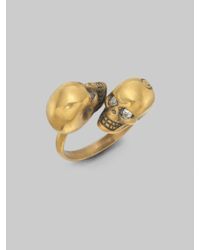 Alexander McQueen | Metallic Twin Skull Ring | Lyst