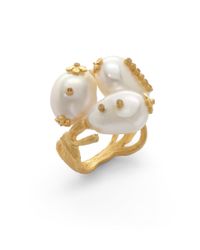 Indulgems | White Freshwater Pearl Flower Ring | Lyst