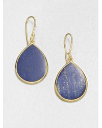Ippolita | Blue Polished Rock Candy Lapis & 18k Yellow Gold Mini Teardrop Earrings | Lyst