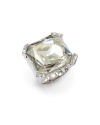 Judith Leiber | Metallic Christo Cushion Cut Crystal Ring | Lyst