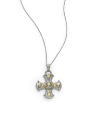 Judith Ripka | Metallic Diamond Canary Crystal Cross Pendant | Lyst
