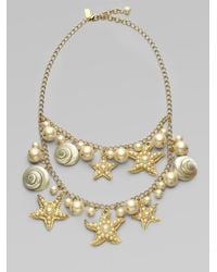 kate spade new york | Gray Shell Bead and Faux Pearl Bib Necklace | Lyst