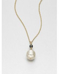 Majorica | Metallic 16mm White Baroque Pearl Pendant Necklace | Lyst