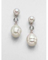 Majorica | Metallic 8mm Round and 12mm Baroque Pearl Earrings | Lyst