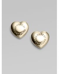 Marc By Marc Jacobs | Metallic House E Domed Heart Stud Earrings | Lyst