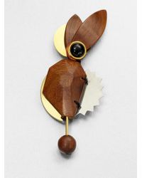 Marni | Brown Abstract Wood Brooch | Lyst